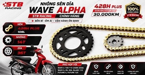 Thông Số Nhông Sên Dĩa Wave Alpha STB Racing Chính Hãng Q12