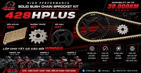 Nhông Sên Dĩa STB 428 HPLUS Cho Winner X Và Winner 150 Chính Hãng