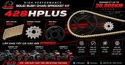 Nhông Sên Dĩa STB 428 HPLUS Cho Winner X Và Winner 150 Chính Hãng