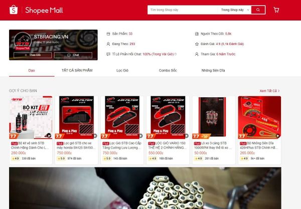 Mua hàng chính hãng trên STB Racing Shopee