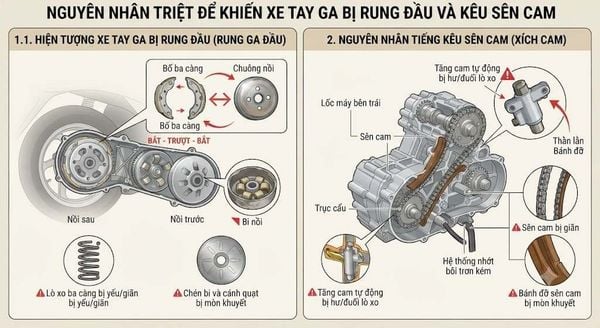 Nguyên nhân gây rung ga đầu và tiếng kêu sên cam