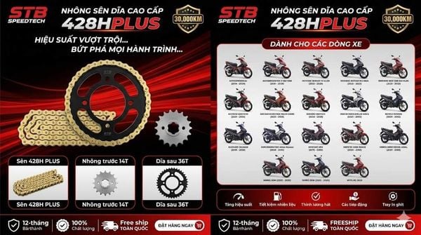 trọn bộ nhông sên dĩa stb