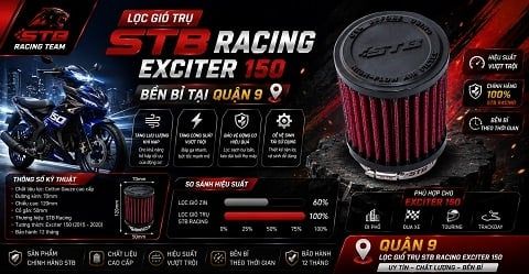Lọc Gió Trụ STB Racing Exciter 150 Bền Bỉ Tại Quận 9