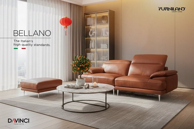 Sofa da bò nhập khẩu Ý - Bellano - Giải pháp cho phòng khách nhỏ