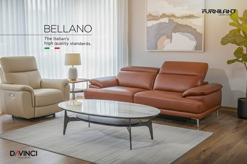Sofa da bò nhập khẩu Ý - Bellano - Giải pháp cho phòng khách nhỏ