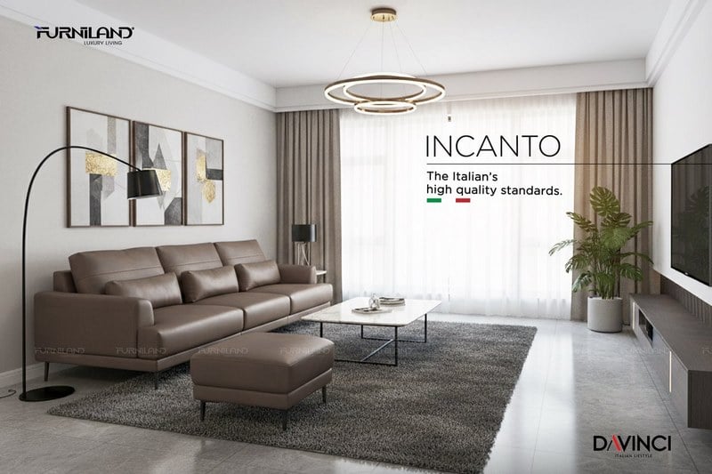Sofa Da Thật Nhập Khẩu Italia - Incanto Băng 4 - Sofa Phòng Khách