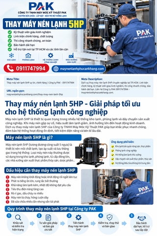 Thay máy Máy Nén Lạnh 5HP Uy Tín | Công Ty PAK lắp đặt tận nơi