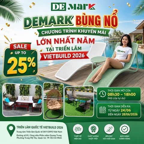 Demark Khuyến Mãi Vietbuild 2026 Giảm Đến 25% Nội Thất, Sofa, Xích Đu Cao Cấp