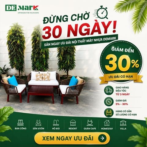 Đừng Chờ 30 Ngày! Nội Thất Mây Nhựa Demark Giảm Đến 30% – Giao Chỉ Từ 3 Ngày