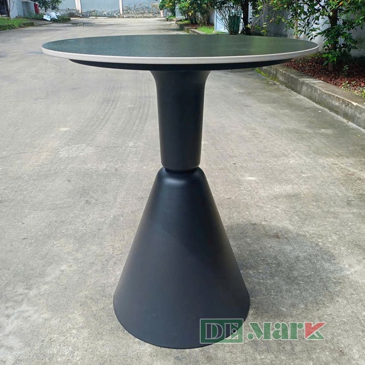 Bàn Tulip Đá Đen MTNY002 mặt đá đường kính 60cm chân sắt đen