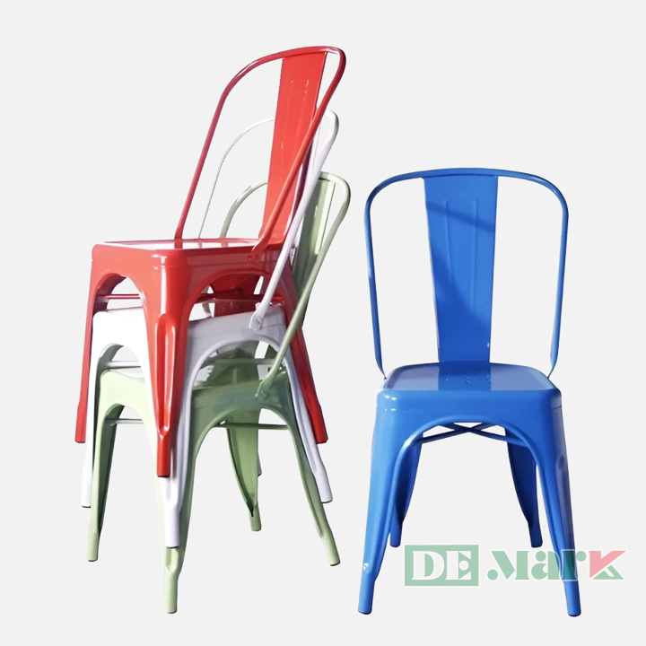 Ghế sắt cafe Tolix tựa lưng nhiều màu sắc phong cách industrial