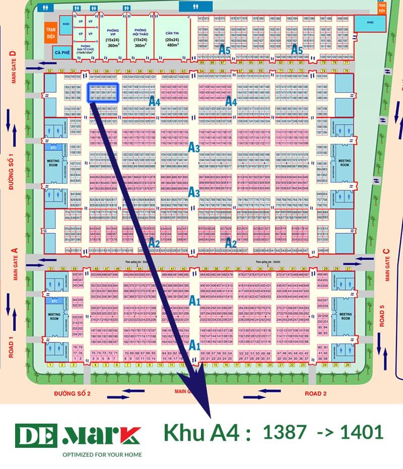 sơ đồ gian hàng triển lãm VietBuild Tháng 8-2026 Nội Thất DeMark
