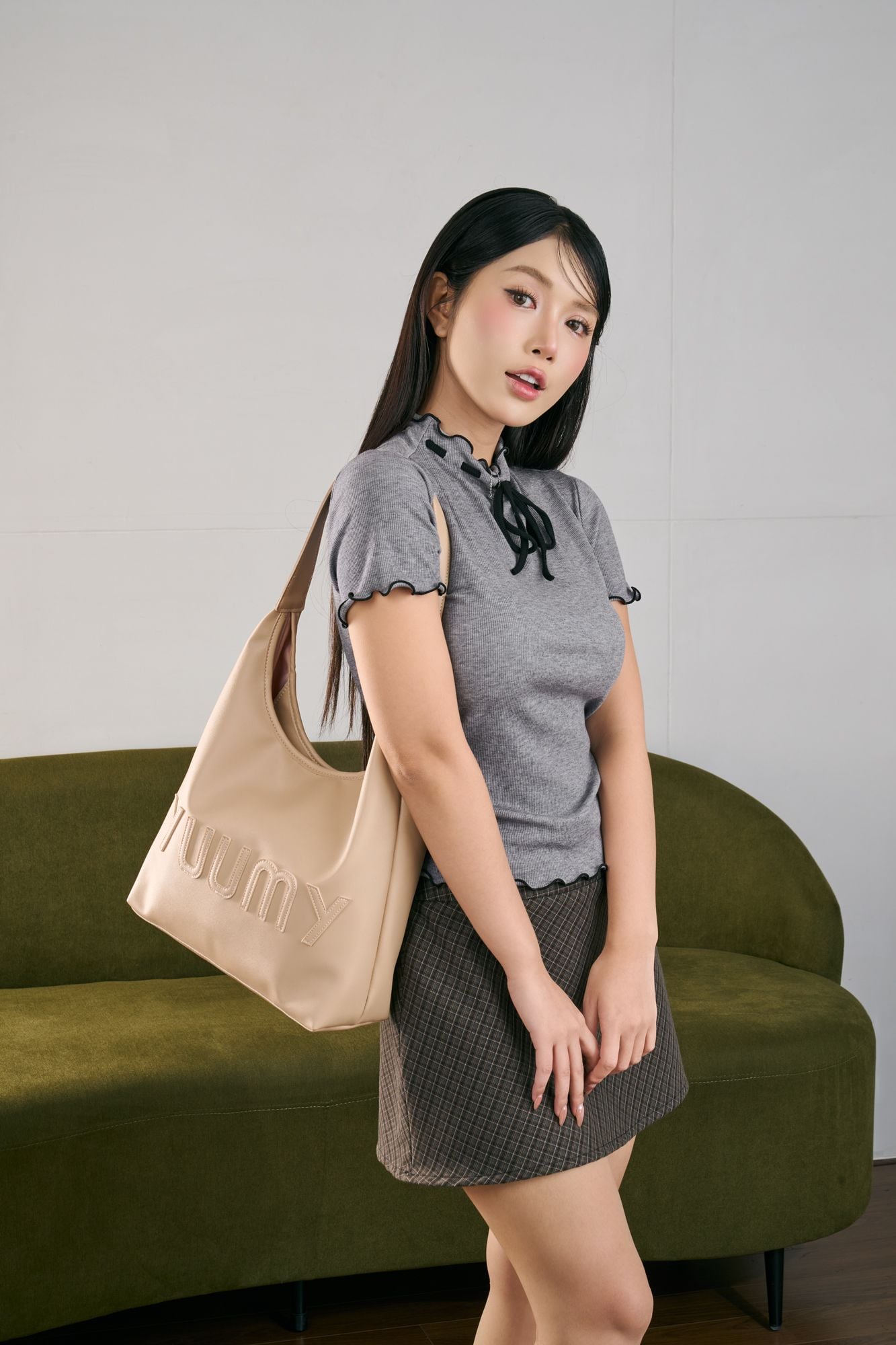 Túi Yuumy (Thời trang nữ đeo vai - Túi xách da Seasand YTX70HA) màu hồng dâu