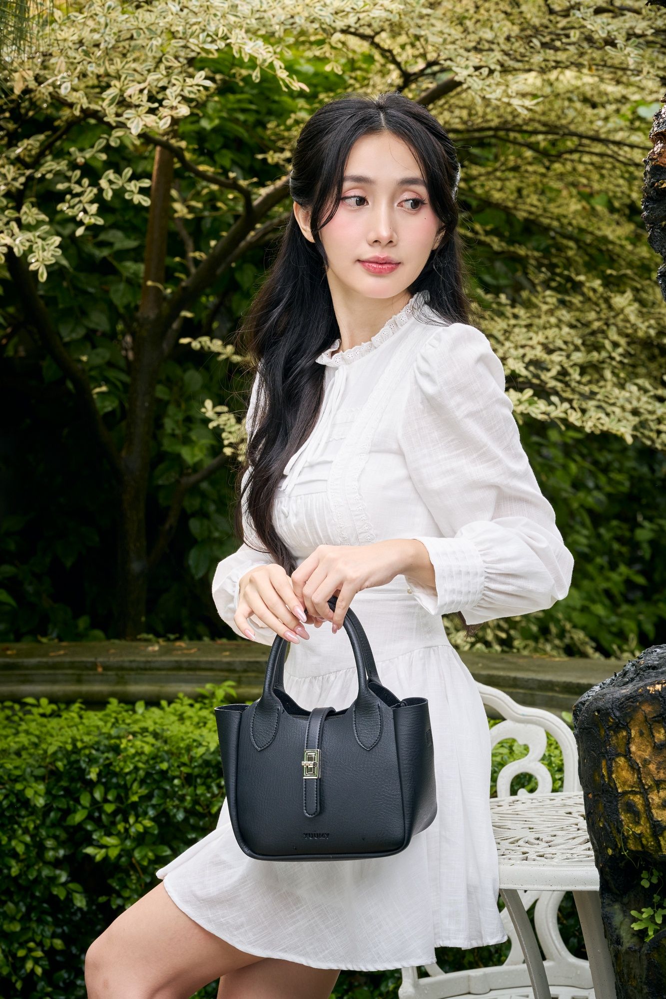 Túi Yuumy (Thời trang nữ phối quai xách - Túi xách da Bergen YTX78D) màu đen