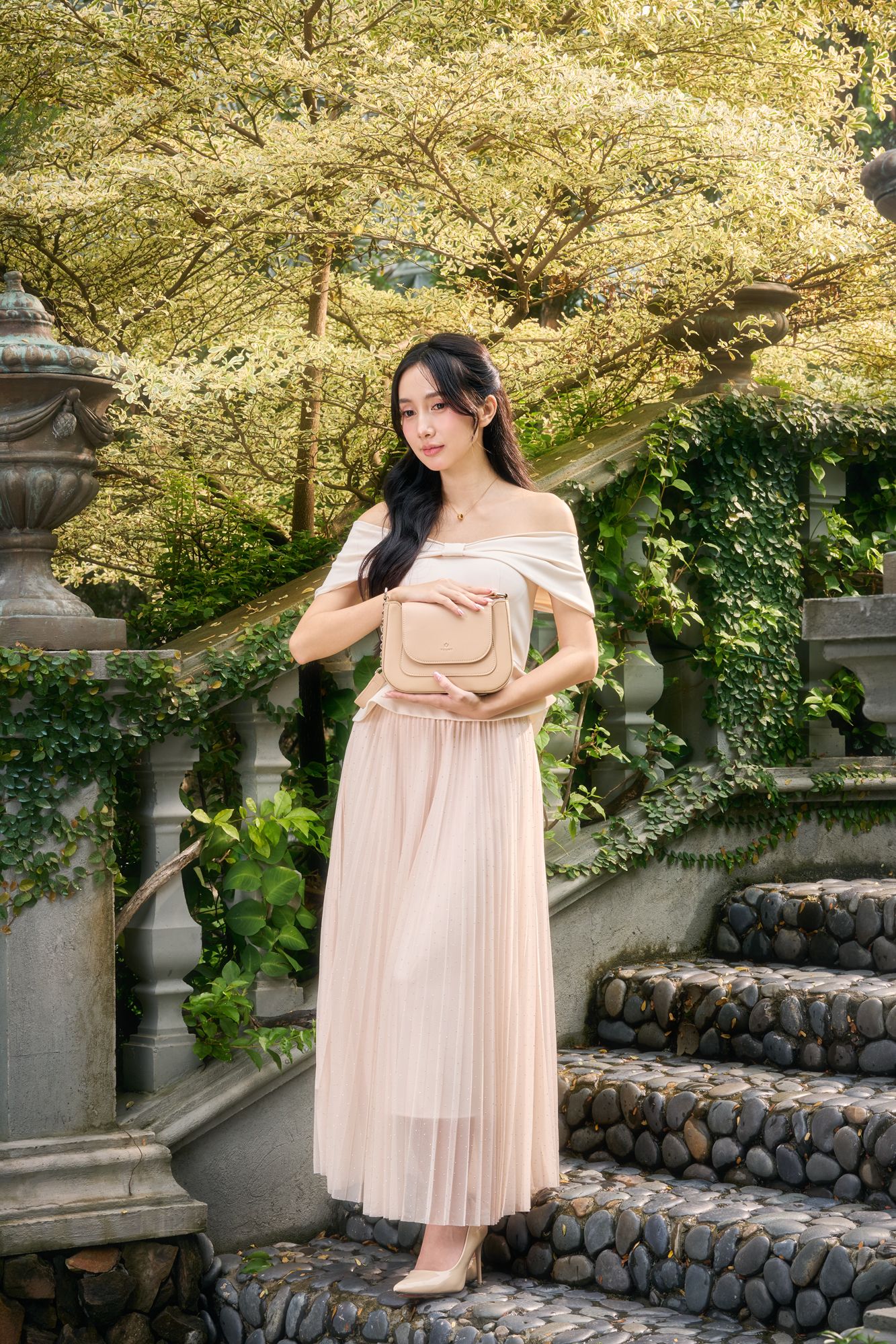 Túi Yuumy (Thời trang nữ nắp gập bo viền tối giản size 22 - Túi đeo vai da Seasand YN342)