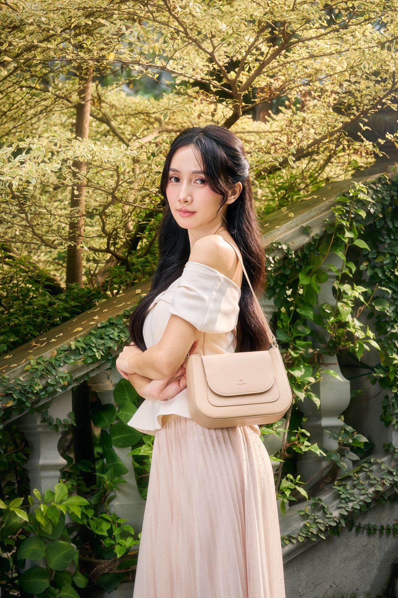 Túi Yuumy (Thời trang nữ nắp gập bo viền tối giản size 22 - Túi đeo vai da Seasand YN342)