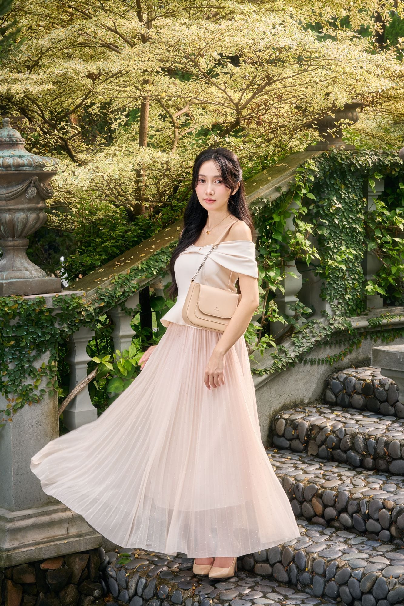 Túi Yuumy (Thời trang nữ nắp gập bo viền tối giản size 22 - Túi đeo vai da Seasand YN342)