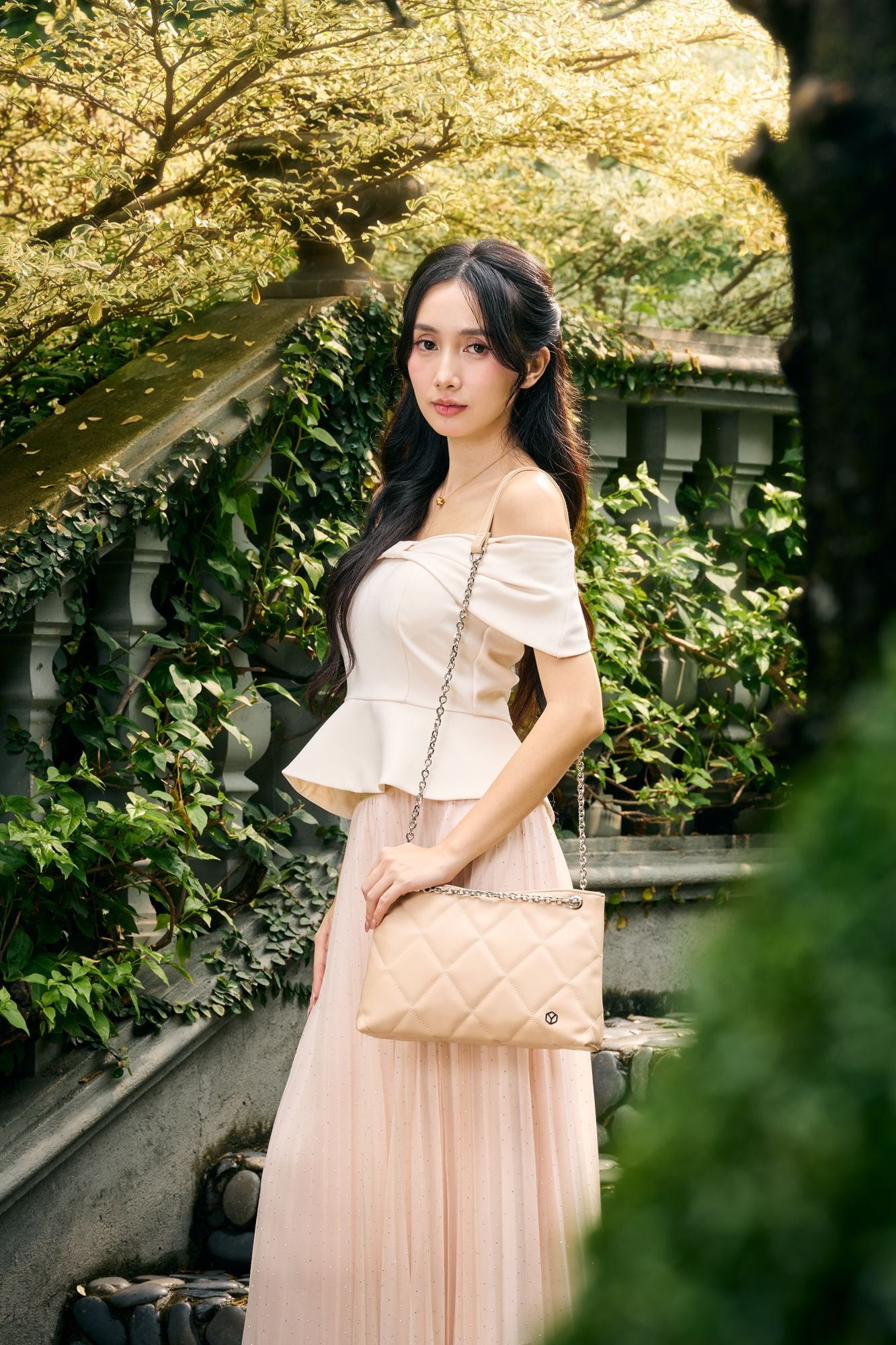 Túi Yuumy (Thời trang nữ chần bông quả trám size 28 - Túi đeo chéo da Seasand YN280)