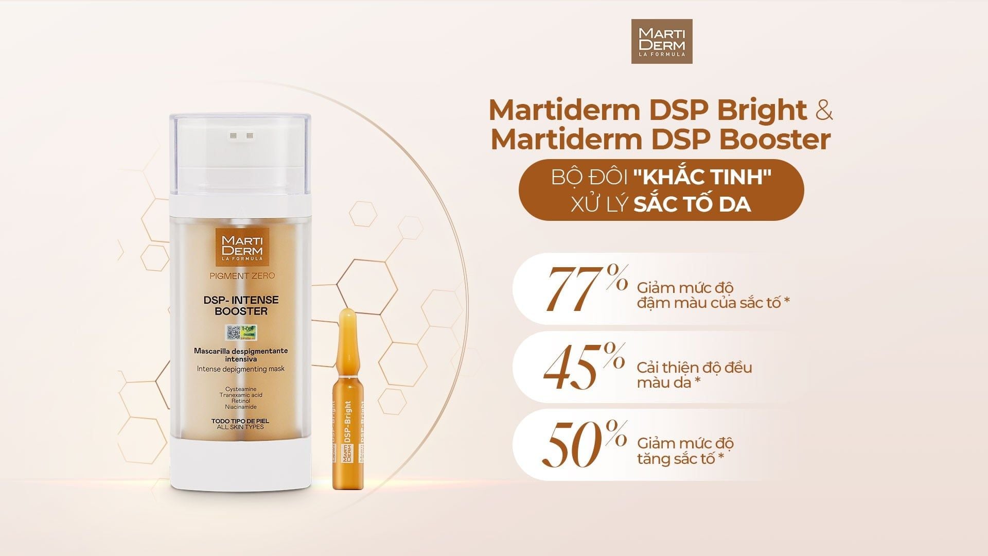 MARTIDERM DSP BRIGHT & DSP BOOSTER: BỘ ĐÔI KHẮC TINH SẮC TỐ DA