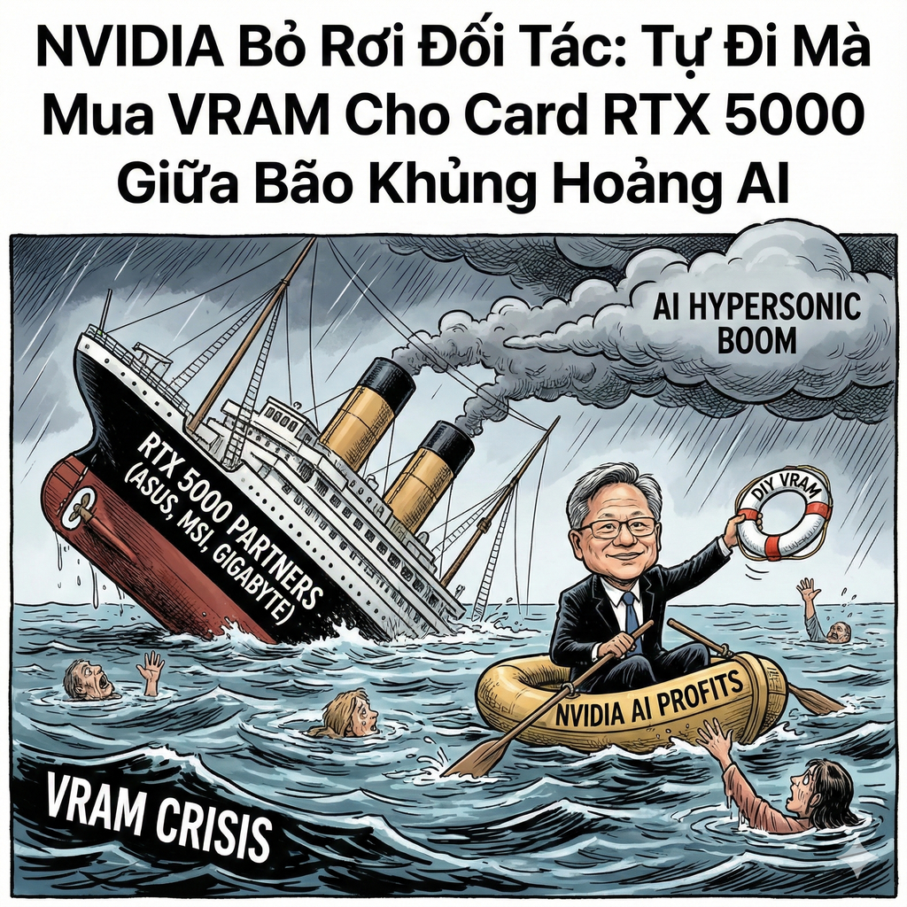 NVIDIA 'Bỏ Rơi' Đối Tác: Tự Đi Mà Mua VRAM Cho Card RTX 5000 Giữa Bão Khủng Hoảng AI!