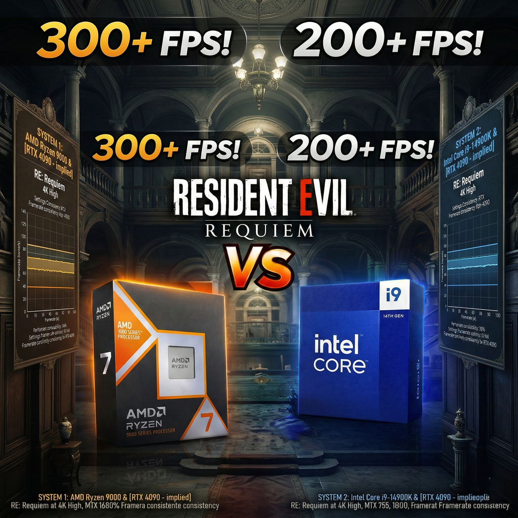 Ryzen 7 9850X3D đối đầu Core i9 14900KS trong Resident Evil Requiem: Cách biệt FPS lên tới 50%