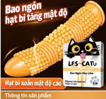 Bao Cao Su Ngón Tay Les Cat, Siêu Điểm Nổi, Gân Xoắn, Hộp 08 Cái