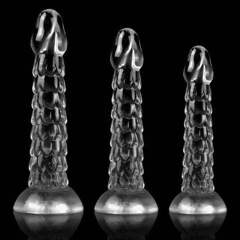 DV Giả Mềm Dẻo, Vảy Rồng Trên Thân, Silicone Trong Suốt, Có Đế Dán Tường