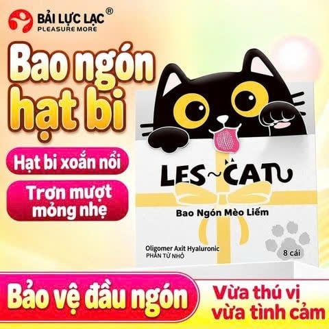 Bao Cao Su Ngón Tay Les Cat, Siêu Điểm Nổi, Gân Xoắn, Hộp 08 Cái
