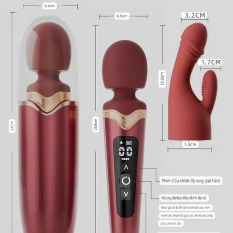 Chày Massage Cao Cấp Jiuuy Grace 81, Nhiều Tần Số Rung, 2 Đầu Thay Thế, Nhiệt Độ Cực Hot