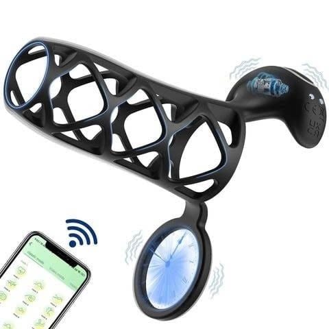 Vòng Đeo Khóa Nam Giới Dạng Lưới, Điều Khiển App, Nhiều Tần Số Rung ( Trị Xuất Tinh Sớm Nam Giới )
