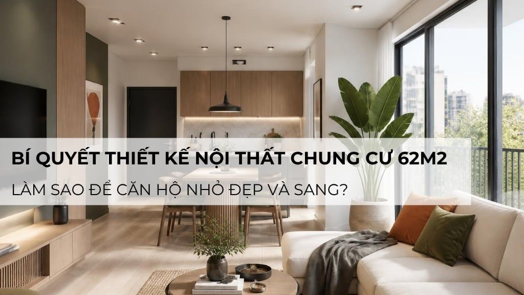 Bí quyết thiết kế nội thất chung cư 62m2: Gọn & sang