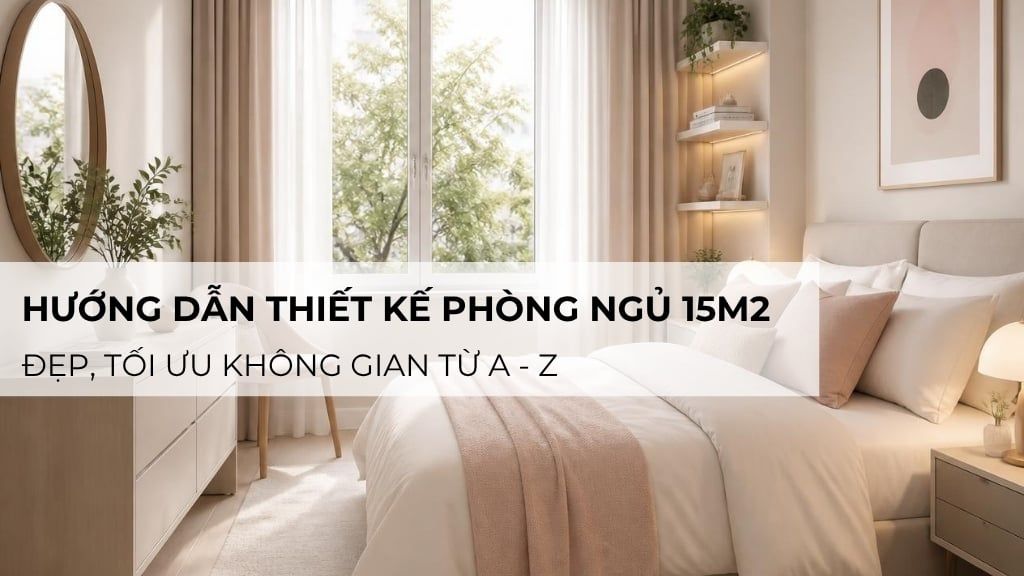 Hướng dẫn thiết kế phòng ngủ 15m2 đẹp, tối ưu không gian từ A - Z