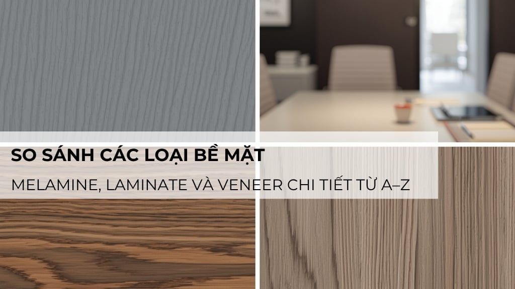 So sánh các loại bề mặt Melamine, Laminate và Veneer chi tiết từ A–Z