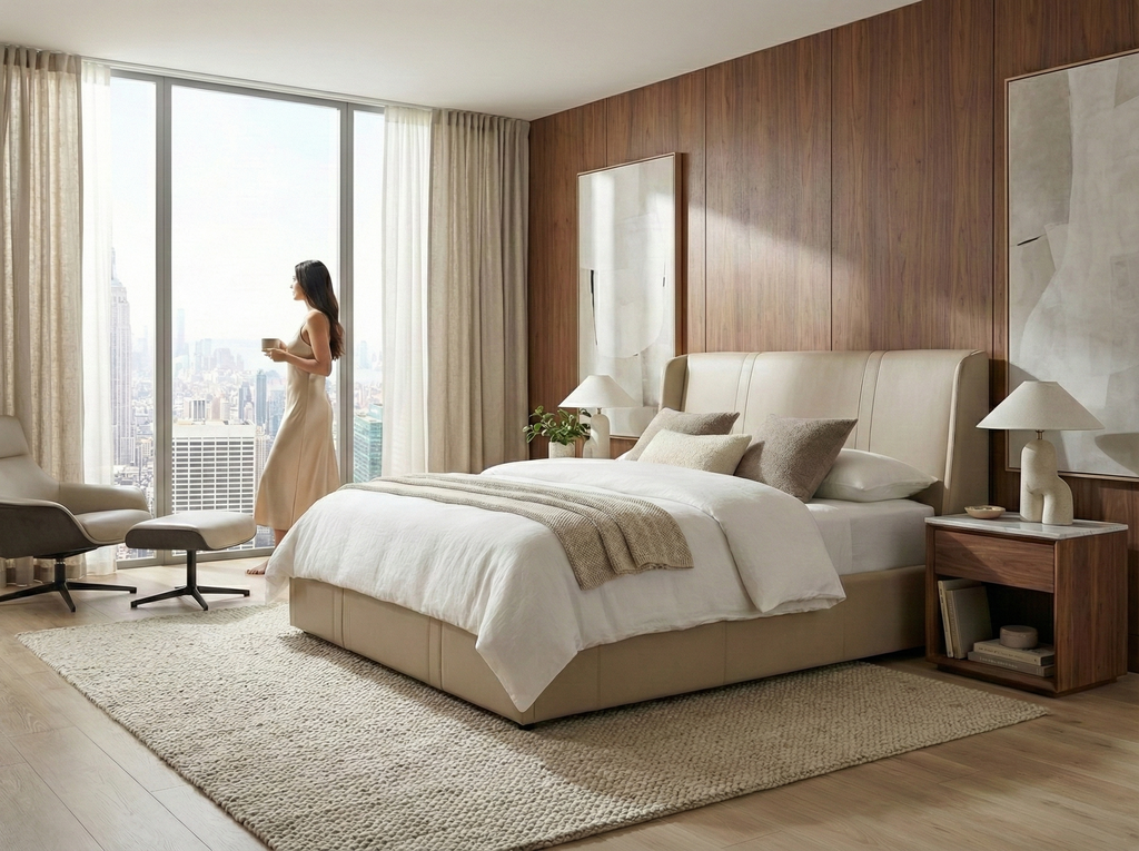 giường bọc da blink