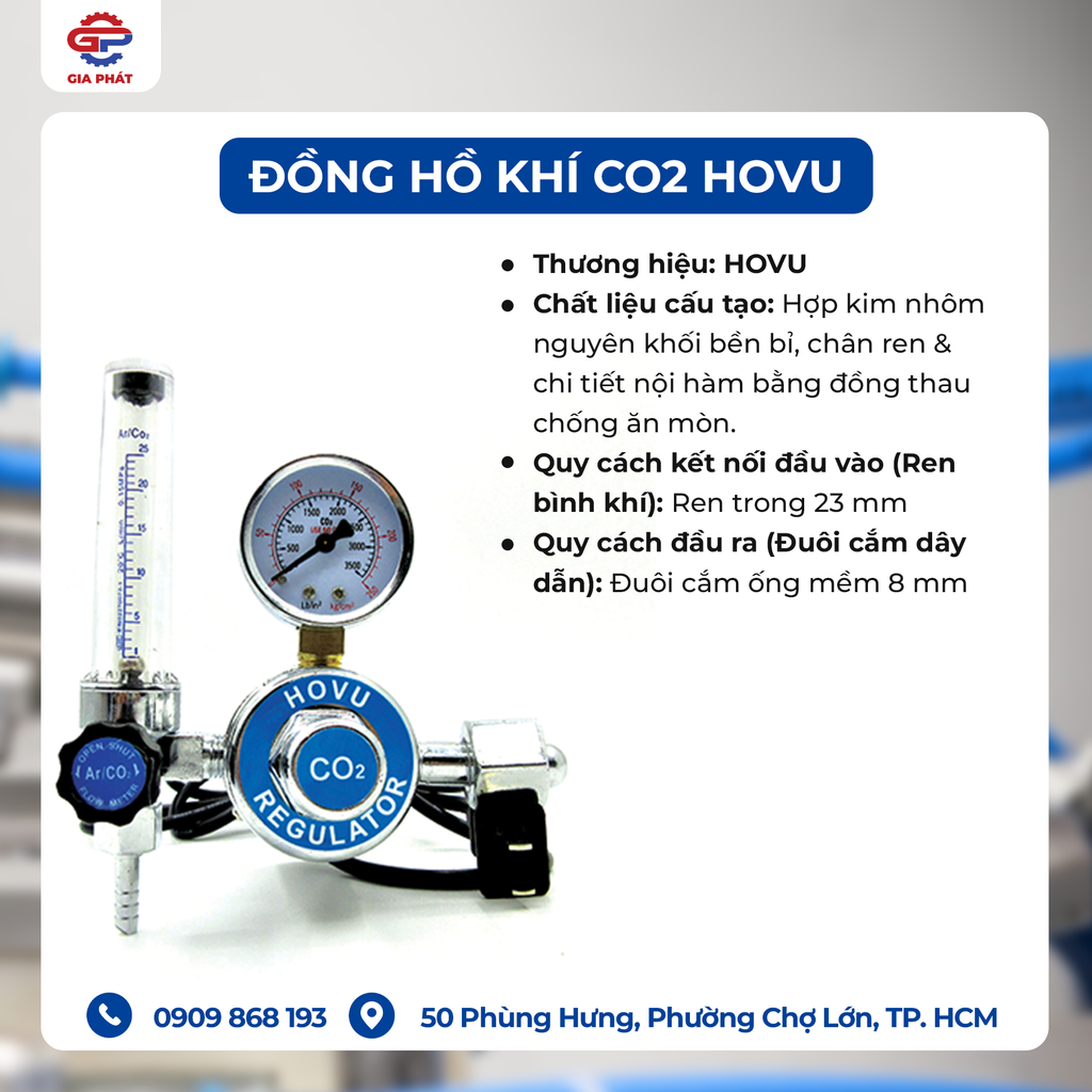 ĐỒNG HỒ KHÍ CO2 HOVU: CẤU TẠO, CHỨC NĂNG