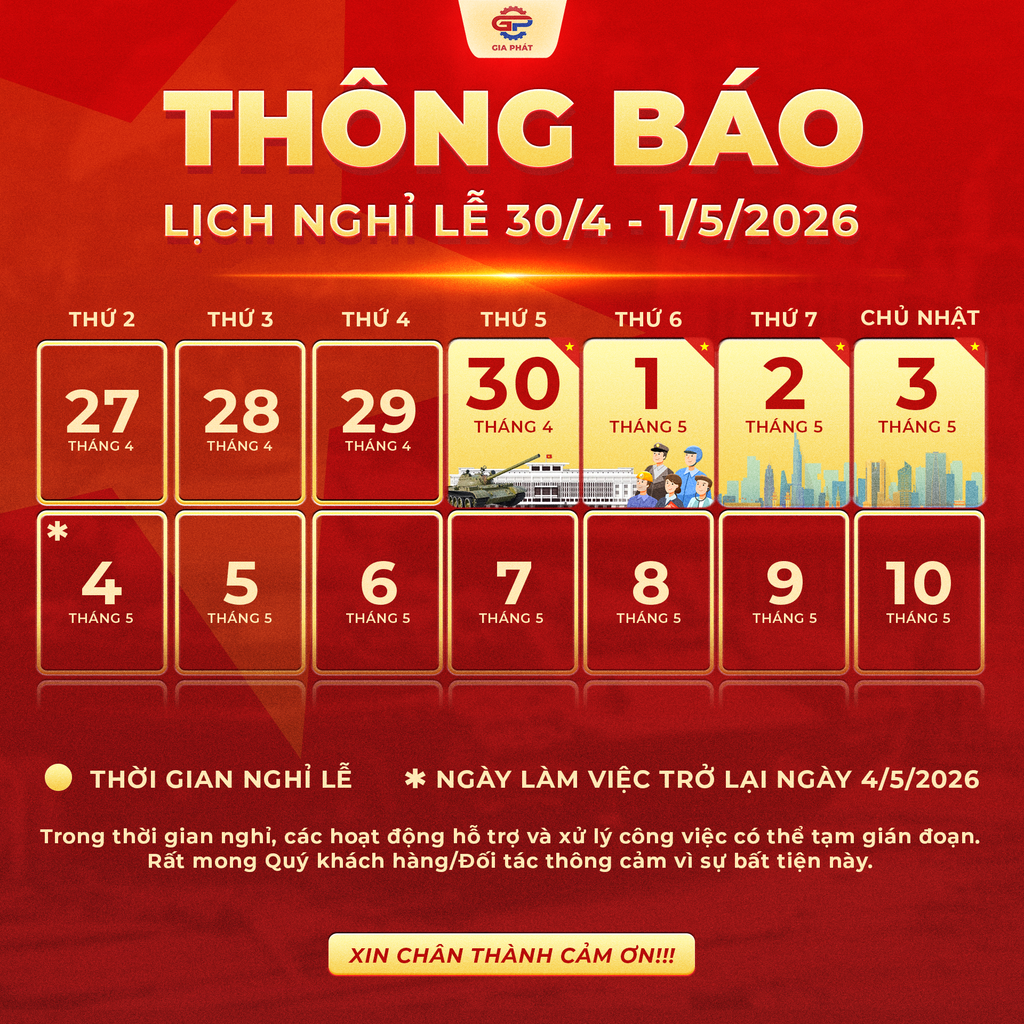 THÔNG BÁO LỊCH NGHỈ LỄ 30/4 – 1/5