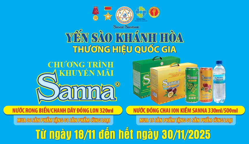 Chương trình khuyến mãi các dòng sản phẩm Sanna áp dụng tại hệ thống Cửa hàng GTSP trực thuộc Công ty từ ngày 18/11/2025 đến hết ngày 30/11/2025