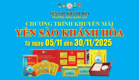 Chương trình khuyến mãi sản phẩm Yến sào đảo thiên nhiên tinh chế và tinh chất yến sào áp dụng tại hệ thống Cửa hàng GTSP trực thuộc Công ty từ ngày 05/11/2025 đến hết ngày 30/11/2025