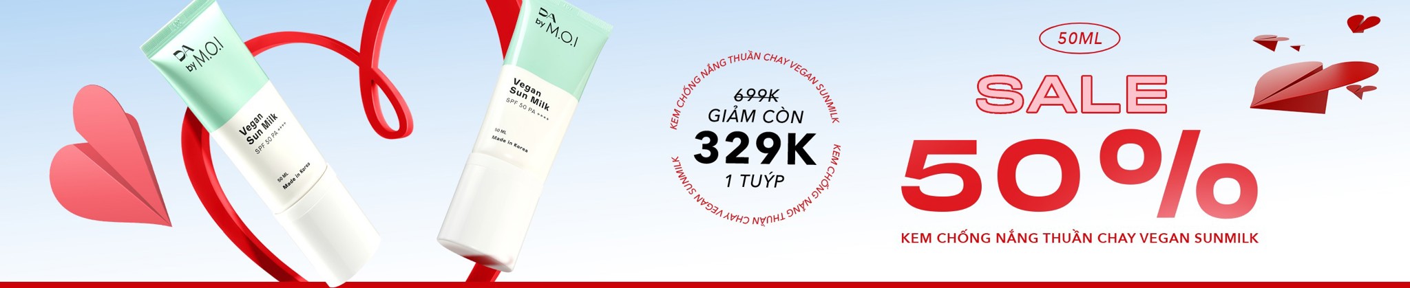 KEM CHỐNG NẮNG THUẦN CHAY DA BY M.O.I VEGAN SUNMILK 50ML
