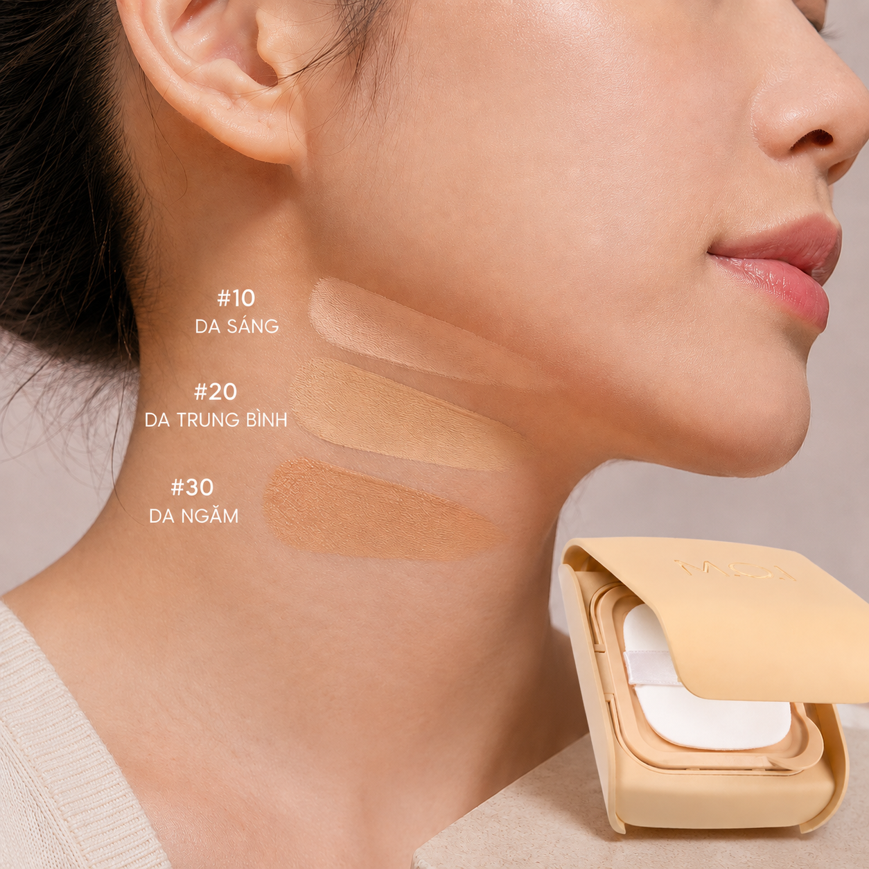Bảng màu phấn nước Baby Skin Cushion tone 10, 20, 30 phù hợp da châu Á