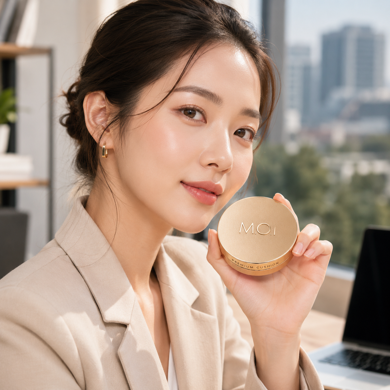 Lớp nền glowy tự nhiên trên da khi dùng cushion