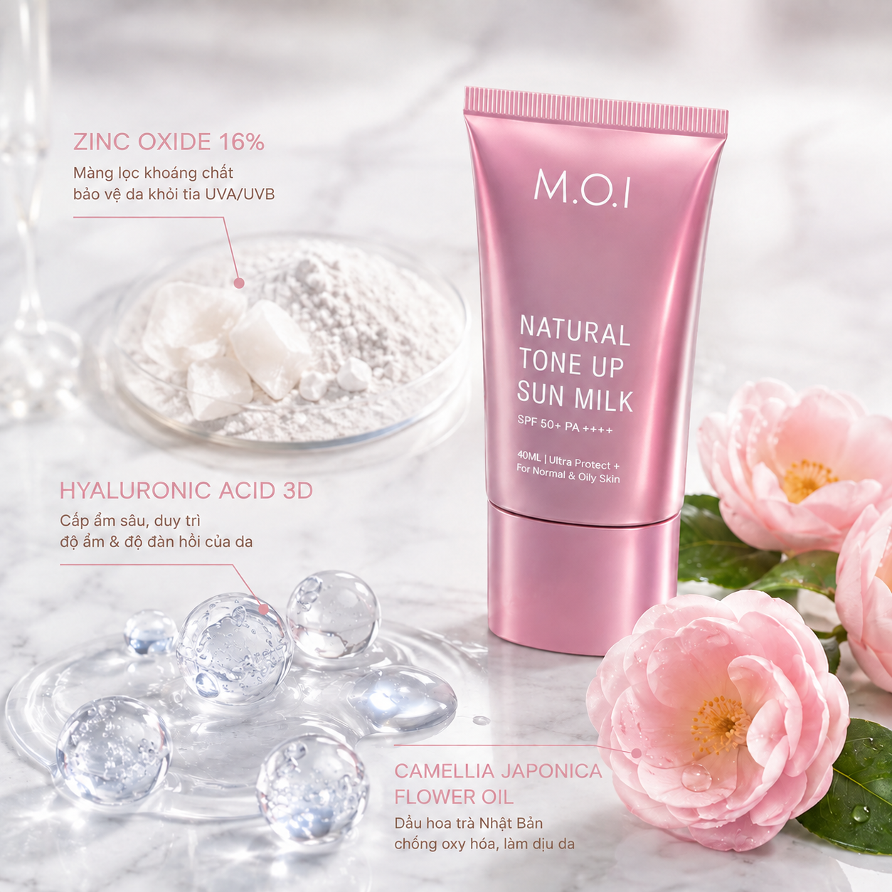 Màng lọc khoáng Zinc Oxide 16% bảo vệ da quang phổ rộng