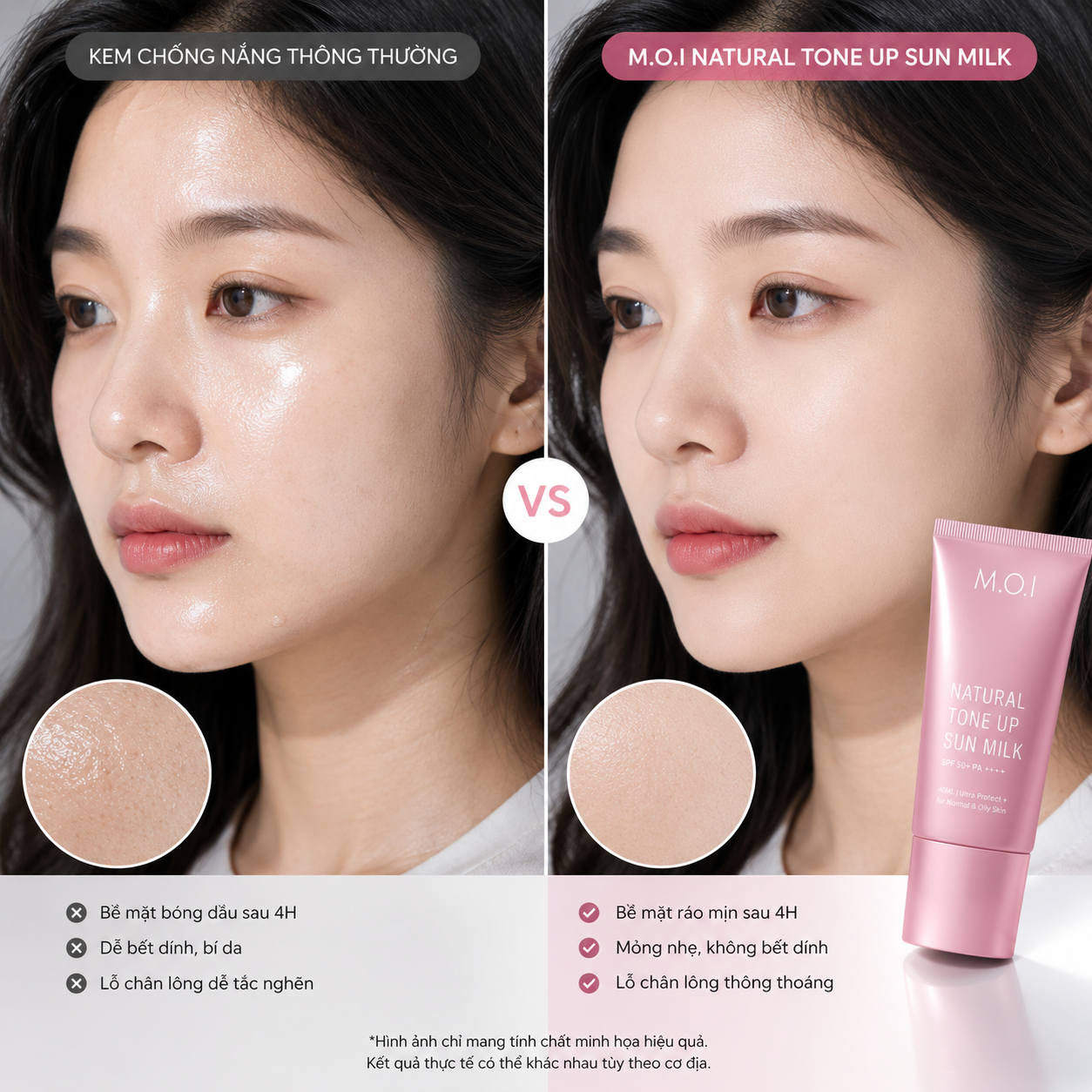 Thử nghiệm khả năng kiềm dầu ráo mịn của Sun Milk