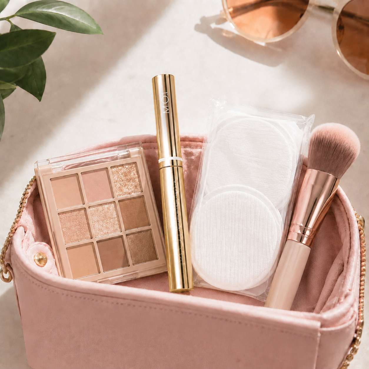 Bỏ túi bộ đôi M.O.I Perfect Shape Mascara nhỏ gọn và phấn phủ kiềm dầu vào túi xách, sẵn sàng dặm lại nhan sắc trong những ngày hè oi bức.