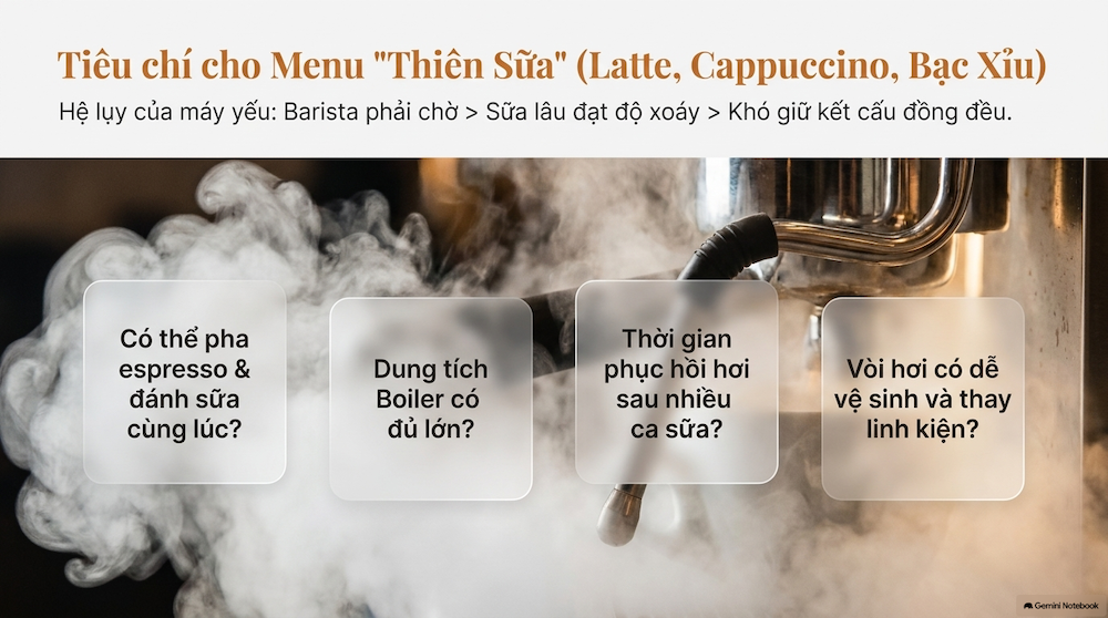 Menu càng nhiều sữa, yêu cầu vòi hơi càng cao