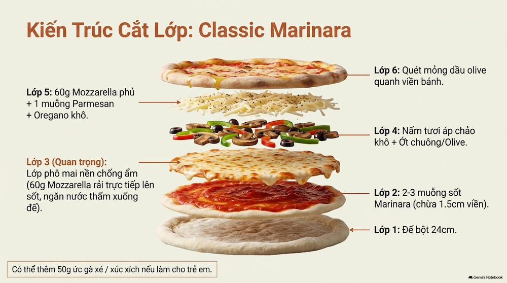 Công thức 1: Cách làm pizza nấm chay phô mai sốt cà chua truyền thống