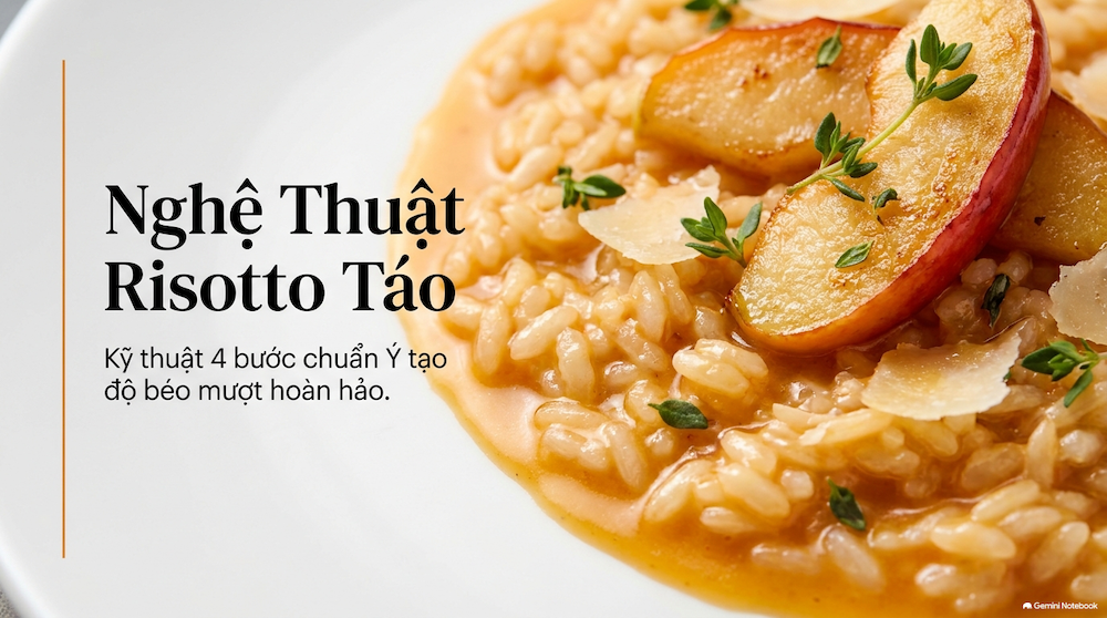 Cách Làm Risotto Táo Chuẩn Vị Ý: Kỹ Thuật 4 Bước Tạo Độ Béo Mượt Hoàn Hảo