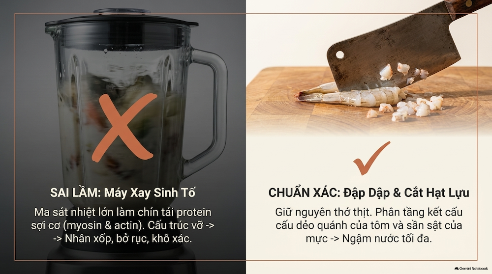 Tại sao tuyệt đối không dùng máy xay nhuyễn hải sản tốc độ cao?