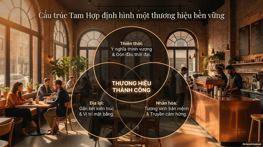 Tam hợp Thiên thời – Địa lợi – Nhân hòa trong tên thương hiệu
