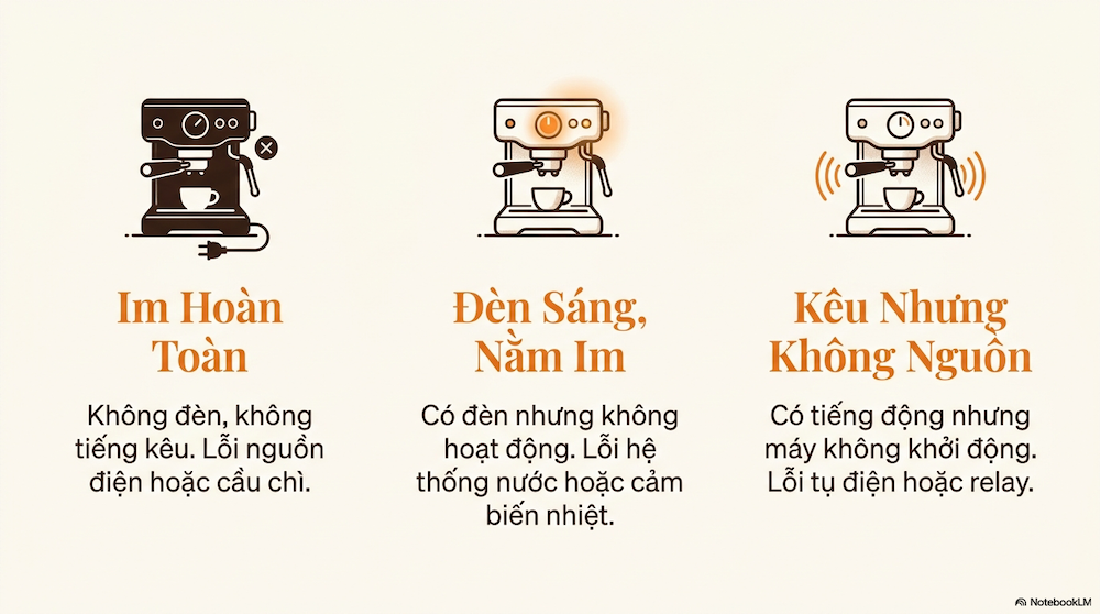 Máy Pha Cà Phê Không Lên Nguồn: Kiểm Tra 5 Bước Trước Khi Gọi Thợ